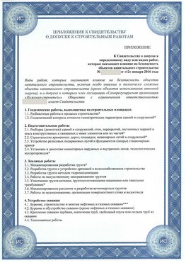 Приложение к свидетельству о допуске к строительным работам Рыбинск СРО в строительстве